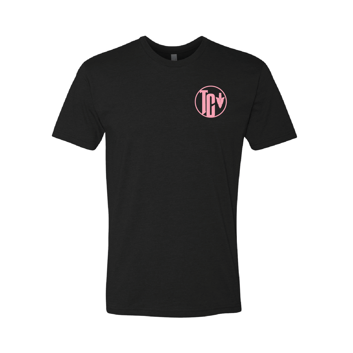 TODD CAMERON BLACK UNISEX TEE WITH PINK LOGO